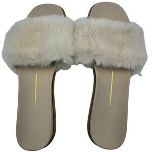 Dolce Vita Womans size 9 Georga Faux Fur Slide Sandal in Cream Slip On Round Toe